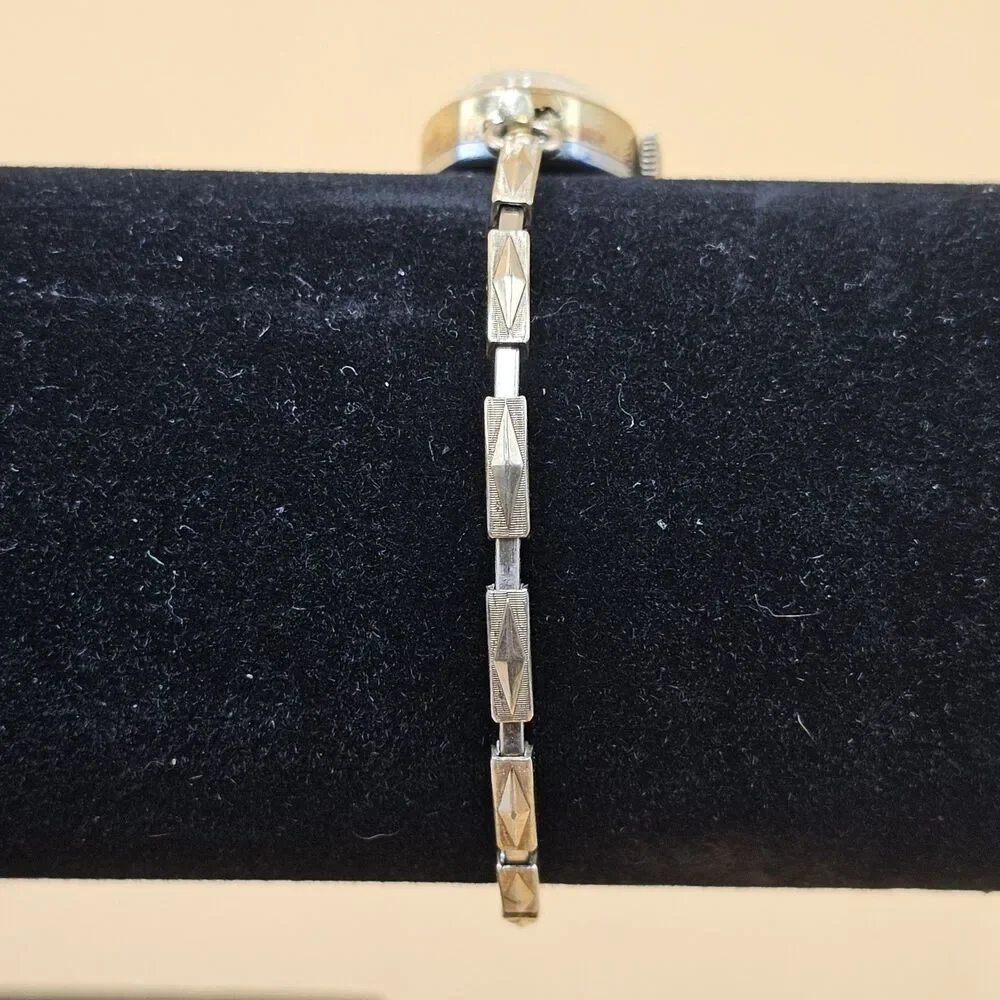 Helbros Gold Tone Vintage Ladies Watch On 1/20 10kt Stretch Band Runs Great